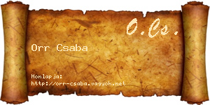 Orr Csaba névjegykártya